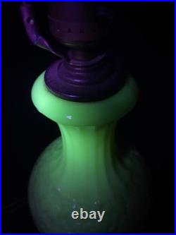 Uranium Glass Old Formula Alacite Embossed Lamp By Aladdin UV Reactive 1939