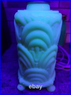 Uranium glass Lamp Aladdin Alacite Glass Boudoir Lamp Art Deco Vintage