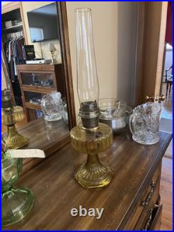 Uranium glass kerosene oil lamp Aladdin