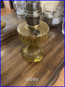 Uranium glass kerosene oil lamp Aladdin