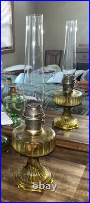 Uranium glass kerosene oil lamp Aladdin