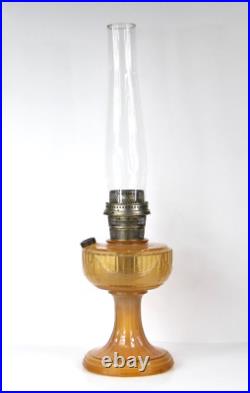 VERY RARE Amberina Short Lincoln Drape Aladdin Lamp with burner and chimney