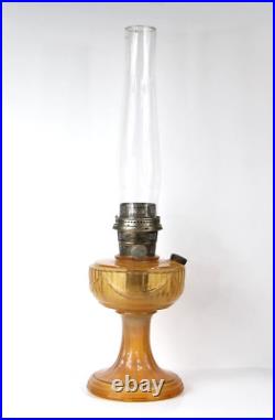 VERY RARE Amberina Short Lincoln Drape Aladdin Lamp with burner and chimney