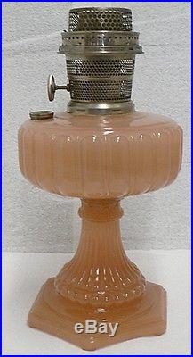VINTAGE 1930s ALADDIN ROSE KEROSENE LAMP 6 SIDED MOONSTONE BASE