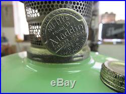 VINTAGE 1935-36 ALADDIN GREEN MOONSTONE MAJESTIC KEROSENE OIL MODEL B TABLE LAMP