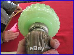 VINTAGE 1935-36 ALADDIN GREEN MOONSTONE MAJESTIC KEROSENE OIL MODEL B TABLE LAMP