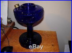VINTAGE 1970S COBALT BLUE ALADDIN LINCOLN DRAPE KEROSENE OIL LAMP BASE 9 IN. NEW