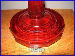 VINTAGE 1970S RUBY RED ALADDIN LINCOLN DRAPE KEROSENE OIL LAMP BASE 9 INCH NEW
