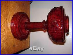 VINTAGE 1970S RUBY RED ALADDIN LINCOLN DRAPE KEROSENE OIL LAMP BASE 9 INCH NEW