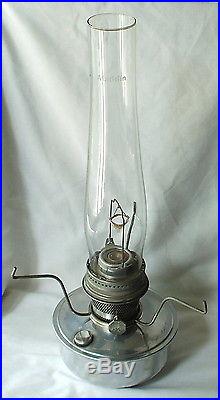 VINTAGE ALADDIN ALUMINUM OIL KEROSENE TABLE LAMP #23 ENGLAND ORIGINAL CHIMNEY NR
