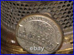 VINTAGE ALADDIN AMBER GLASS WASHINGTON DRAPE PATTERN MODEL B OIL LAMP w CHIMNEY