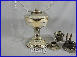 VINTAGE ALADDIN MODEL 12 NICKEL PLATED TABLE LAMP w SHADE AS/IS PARTS REPAIR