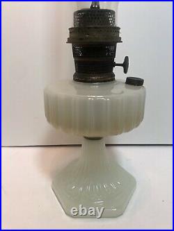 VINTAGE ALADDIN MODEL B WHITE Milk Glass OIL KEROSENE LAMP 23.5