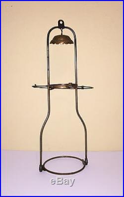 VINTAGE ALADDIN OIL LAMP HANGING METAL TILT FRAME WITH SMOKE BELL