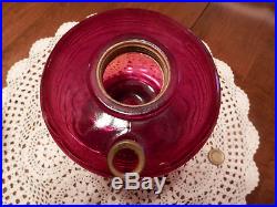 VINTAGE ALADDIN RUBY RED BEEHIVE OIL LAMP With Nu-type Model B BURNER AND SHADE