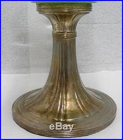 VINTAGE AQUA MOONSTONE GLASS ALADDIN KEROSENE LAMP WITH METAL BASE 1937-39