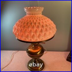 VINTAGE Aladdin Electrified Brass Table Lamp (HD99)with Milk Glass Shade