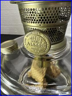 VINTAGE Aladdin Nu-Type Model B Glass Oil Lamp Base, Chimney 19.5 USA Rare