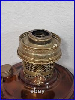 VINTAGE Antique ALADDIN Amber Drape Oil Lamp VERY GOOD