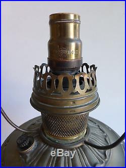 VINTAGE BRASS KEROSENE ELECTRIC LAMP ALADDIN No 8 BURNER HUBBELL SOCKET PARTS