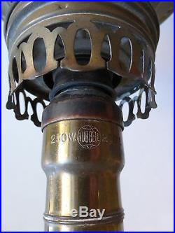 VINTAGE BRASS KEROSENE ELECTRIC LAMP ALADDIN No 8 BURNER HUBBELL SOCKET PARTS