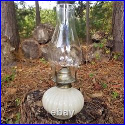 VINTAGE Oil Lamplight Farms Model 330 Kerosene Lantern CREAM GLASS USA 13 Inch
