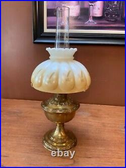 VIntage Aladdin Brass Kerosene Oil Lamp Model 12 with Decorative Shade