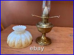 VIntage Aladdin Brass Kerosene Oil Lamp Model 12 with Decorative Shade