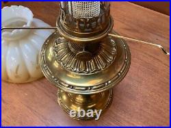 VIntage Aladdin Brass Kerosene Oil Lamp Model 12 with Decorative Shade