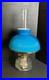 VNTG Aladdin Model 23 Clear Glass Oil Lamp, Colonial Squares Font, Blue ribbed