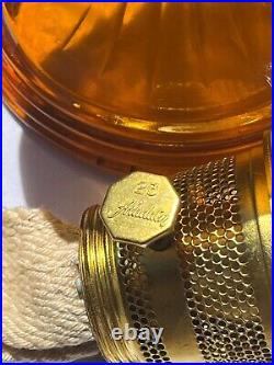 VTG 74 Aladdin Model 23 Amber Lincoln Drape Kerosene Oil Short Lamp withChimney