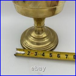 VTG ALADDIN Brass Base Hand Painted Clear Frosted Glass Oil Lamp Peach Flowers