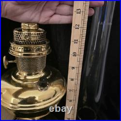 VTG Aladdin 12 Brass Oil to Electric Lamp, Lox-on Chimney & Cut-out Floral Shade