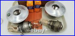 VTG Aladdin Aluminum Table Top Oil Lamp Pair 2 Base 2 Mantle 3 Chimney Parts Lot