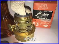 VTG Aladdin Amber Glass Lincoln Drape Oil Lamp Kerosene 23 Burner Mantle Chimney