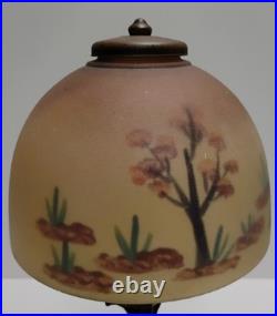 VTG Aladdin Cast Iron with Floral Reverse Painted Glass Shade Table Lamp 13