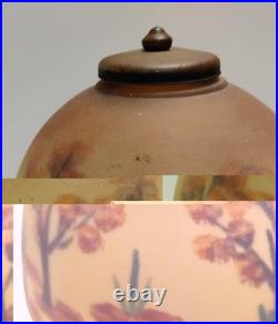 VTG Aladdin Cast Iron with Floral Reverse Painted Glass Shade Table Lamp 13