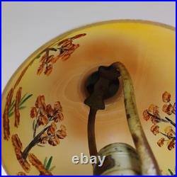 VTG Aladdin Cast Iron with Floral Reverse Painted Glass Shade Table Lamp 13