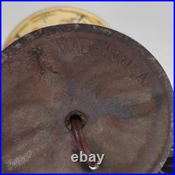 VTG Aladdin Cast Iron with Floral Reverse Painted Glass Shade Table Lamp 13