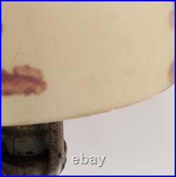 VTG Aladdin Cast Iron with Floral Reverse Painted Glass Shade Table Lamp 13 VTG Aladdin Cast Iron with Floral Reverse Painted Glass Shade Table Lamp 13