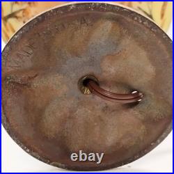 VTG Aladdin Cast Iron with Floral Reverse Painted Glass Shade Table Lamp 13 VTG Aladdin Cast Iron with Floral Reverse Painted Glass Shade Table Lamp 13