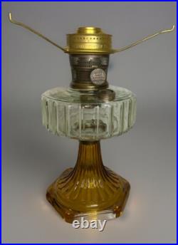 VTG Aladdin Corinthian Clear Over Amber GLOWS Mantle Oil Lamp Mod B Grape Floral