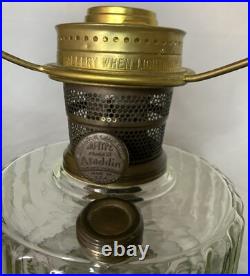 VTG Aladdin Corinthian Clear Over Amber GLOWS Mantle Oil Lamp Mod B Grape Floral