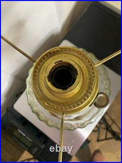 VTG Aladdin Corinthian Clear Over Amber GLOWS Mantle Oil Lamp Mod B Grape Floral