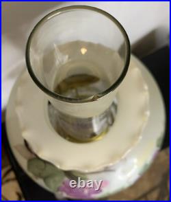 VTG Aladdin Corinthian Clear Over Amber GLOWS Mantle Oil Lamp Mod B Grape Floral