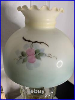 VTG Aladdin Corinthian Clear Over Amber GLOWS Mantle Oil Lamp Mod B Grape Floral