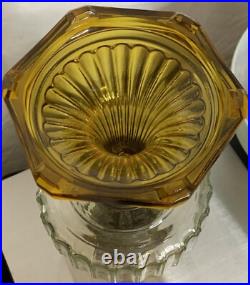 VTG Aladdin Corinthian Clear Over Amber GLOWS Mantle Oil Lamp Mod B Grape Floral