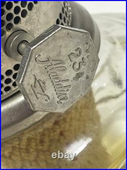 VTG Aladdin Genie III Model #23 Tall Brass Glass Oil Lamp with Extra Wick Light