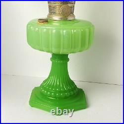 VTG Aladdin Green Glass Floral NU Type Model B Antique Kerosene Lamp with Shade