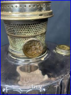 VTG Aladdin Lincoln Drape Oil Lamp-Sun Lavender/Green Uranium Glass 24 w Lox On
